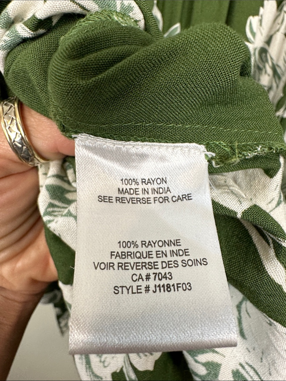 Patrons of Peace Olive Green White Floral faux Wrap Maxi Dress boho Cottagecore - Picture 11 of 11